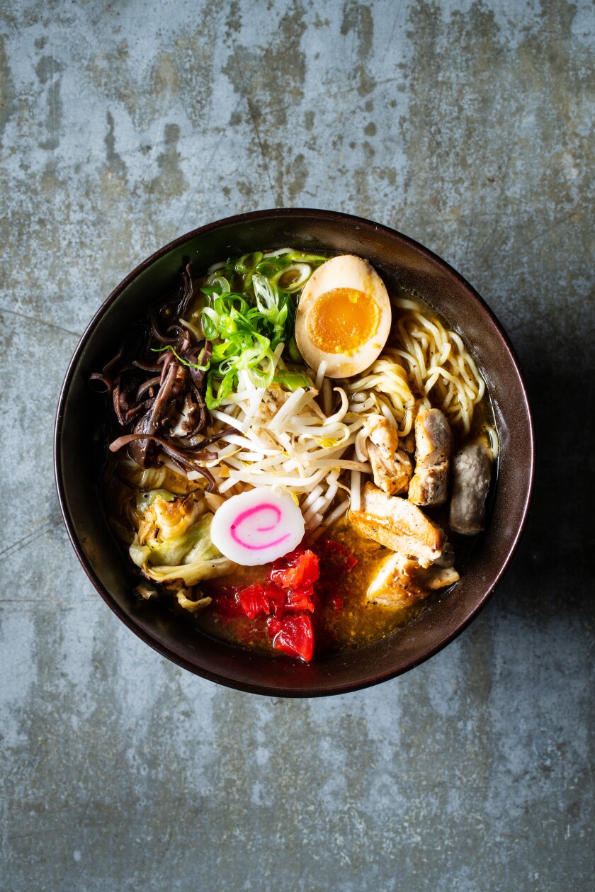 The Whet Noodle in Oceanside has zero-food-waste advocate Davin Waite as its owner/chef. He takes the fish leftovers from his adjacent sushi restaurant, Wrench & Rodent Seabasstropub, and uses them to make a fish broth for ramen.  