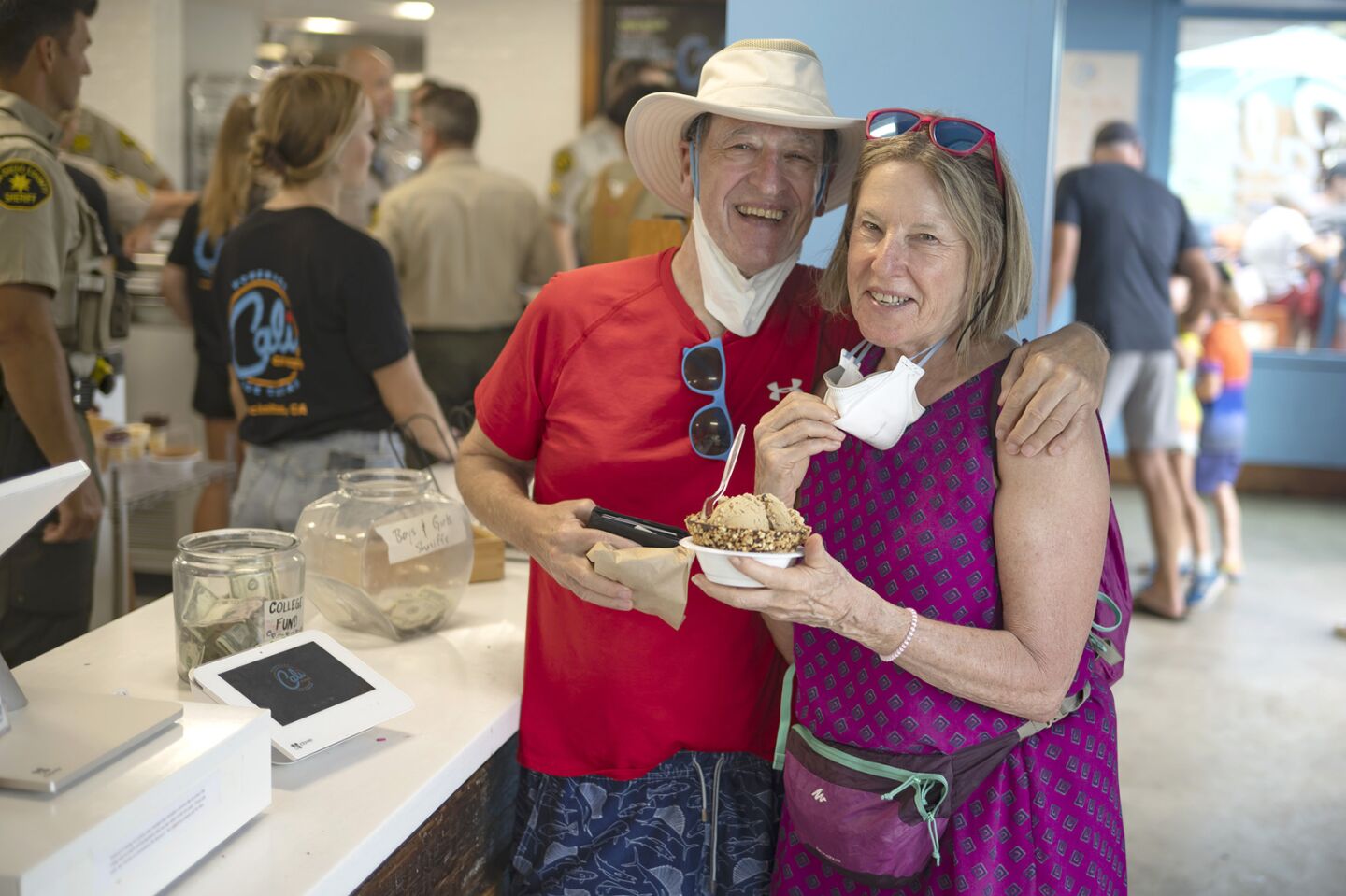 Visitors from Texas, Norman Miller and Marilee Steiner stopped by for some ice cream