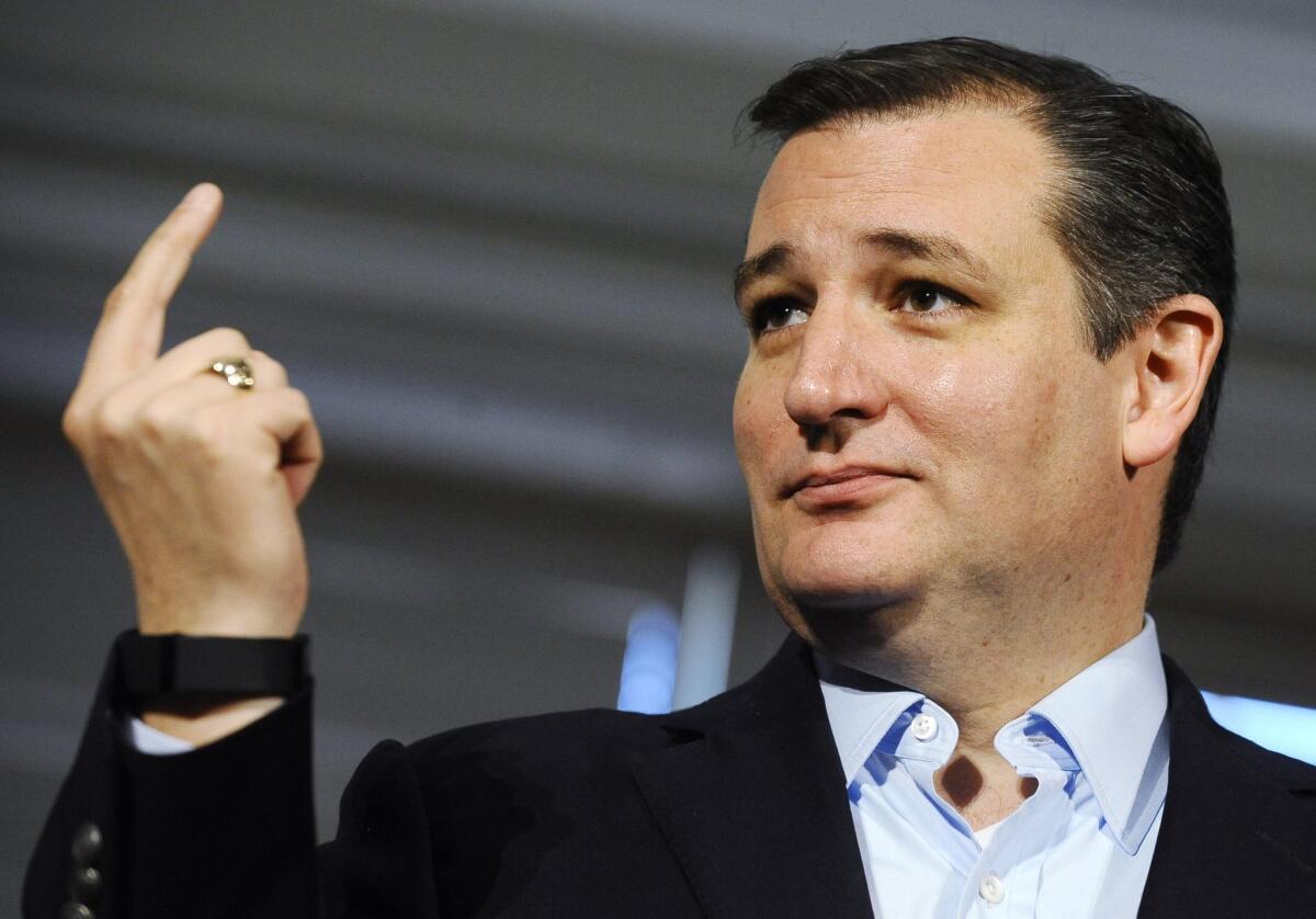 Republican presidential candidate Sen. Ted Cruz, R-Texas, speaks during a town hall meeting at Furman University on Monday, Dec. 7, 2015, in Greenville, S.C. (AP Photo/Rainier Ehrhardt)