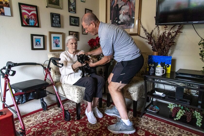 Solana Beach, CA - June 02: Steve and Marilynn Whitecotton at their home in Solana Beach on Wednesday, June 2, 2021 in Solana Beach, CA. Marilynn was diagnosed with dementia and her husband Steve is her primary caregiver. (Jarrod Valliere / The San Diego Union-Tribune)