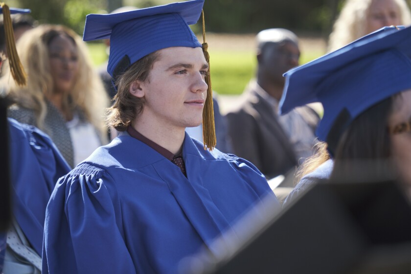 Joel Courtney as Lee Flynn in "The Kissing Booth 2"