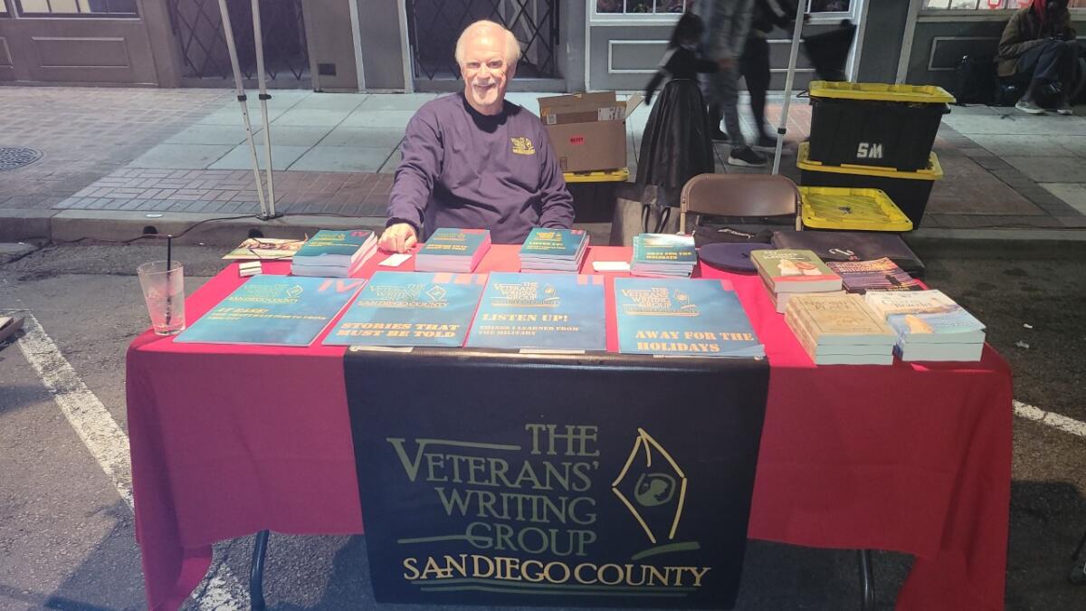 Garry Garretson, who leads the Veterans' Writing Group of San Diego, at Author Night in Oceanside.