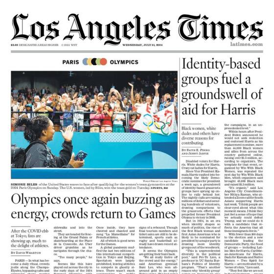 Front Page of Today's L.A. Times