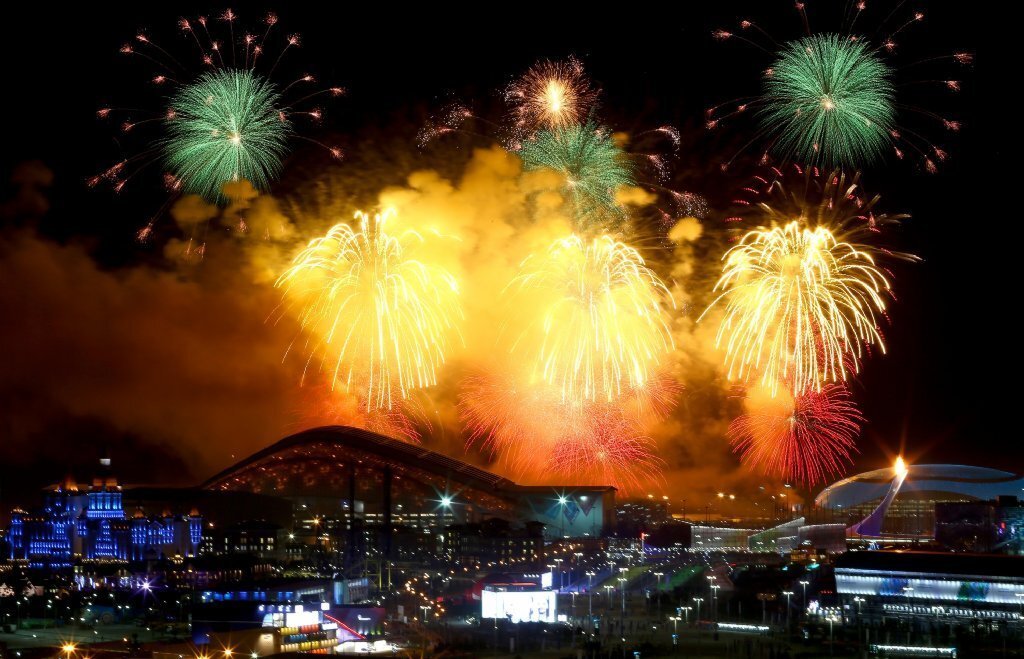 A fireworks show ended the 2014 opening ceremony of the Olympics with a bang.