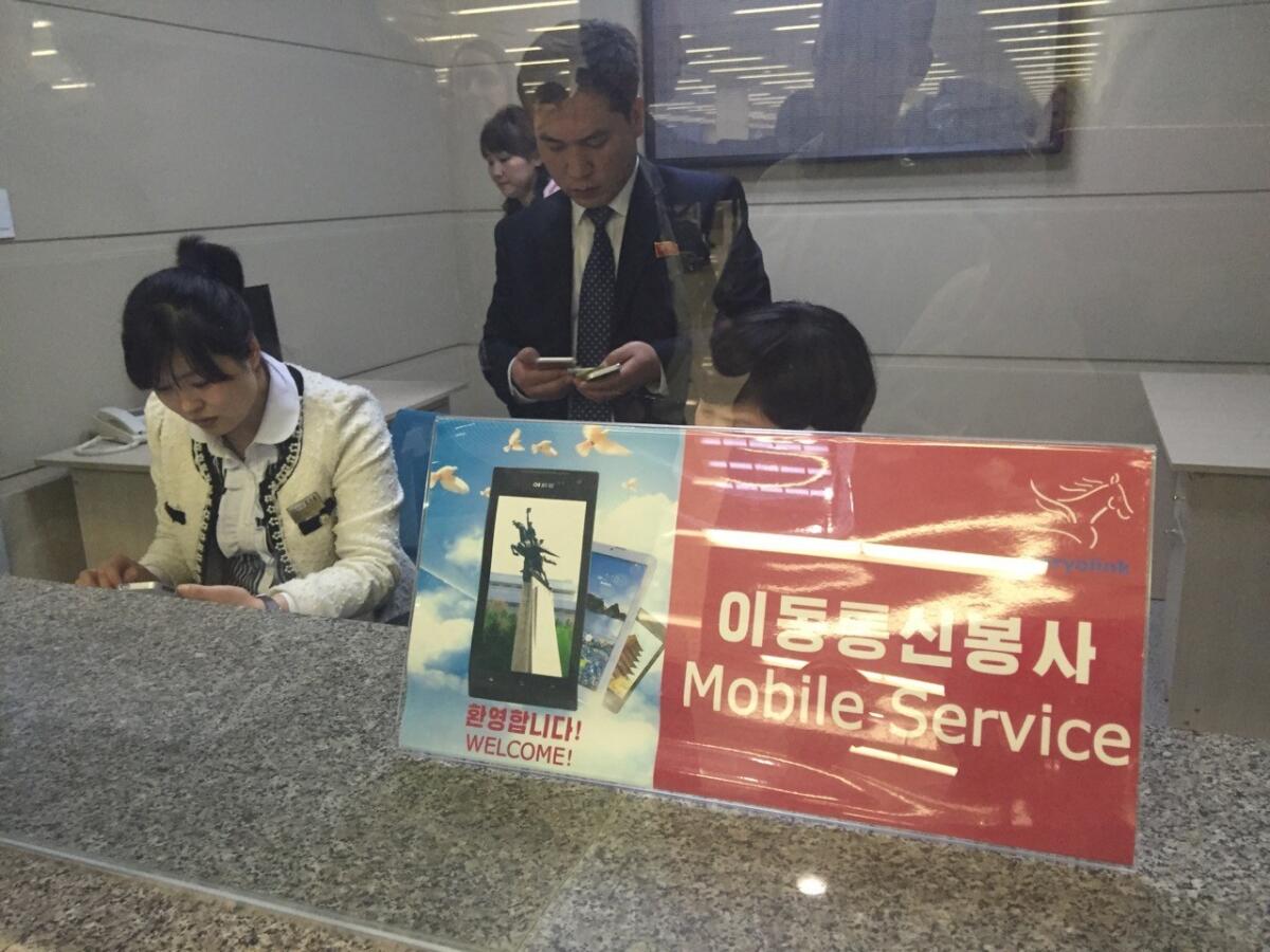 The SIM card counter, Pyongyong airport, North Korea (Julie Makinen / Los Angeles Times)