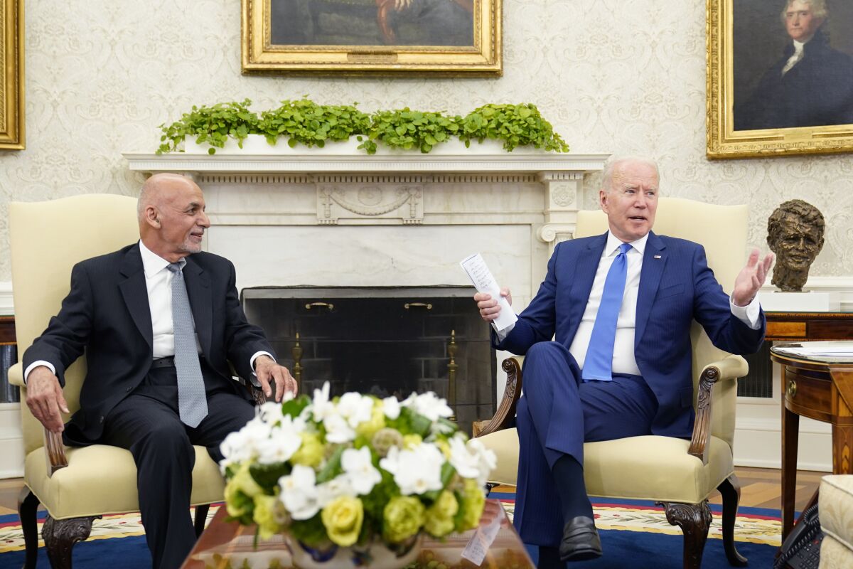 Afghan President Ashraf Ghani and President Biden