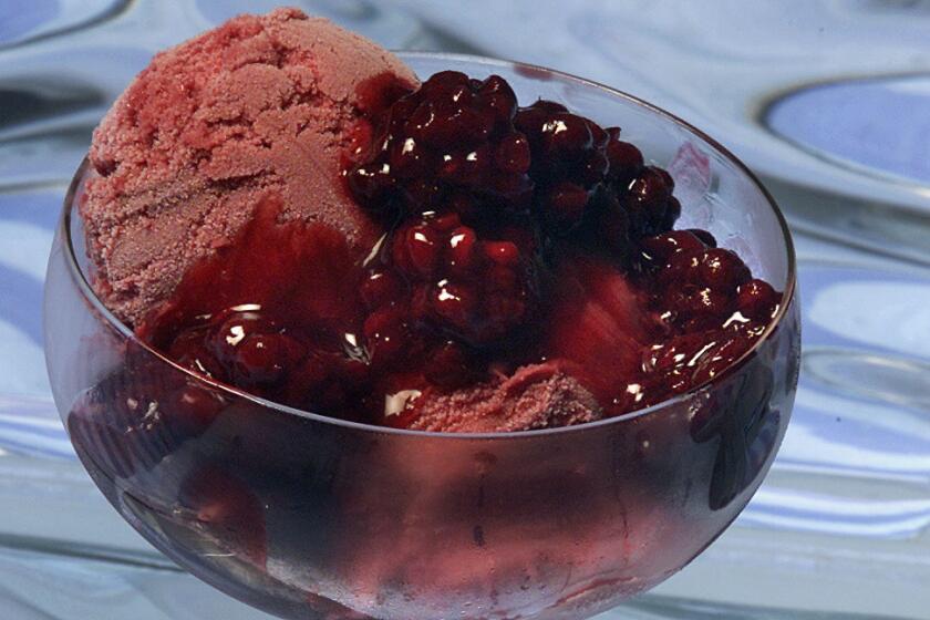 Annie Wells x77020 –– – icecram.cover2 Boysenberry icecream with Boysenberry sauce.