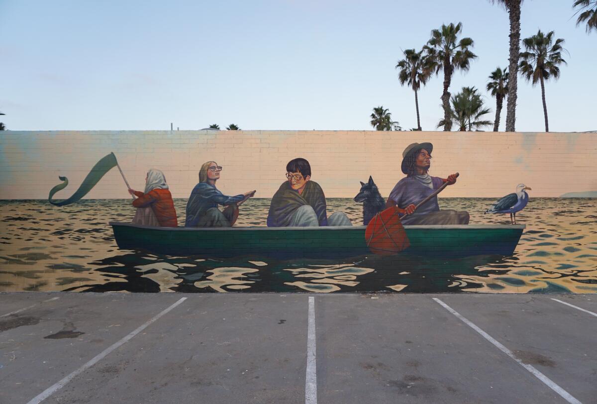 Aaron Glasson's mural, currently unnamed, is at Little Lion Cafe on Sunset Cliffs Boulevard in Ocean Beach. 