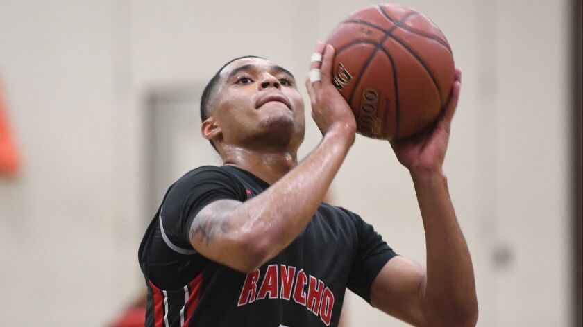 Moreno Valley Rancho Verde's Jaxen Turner eyes the basket during a game at Riverside North earlier this month.