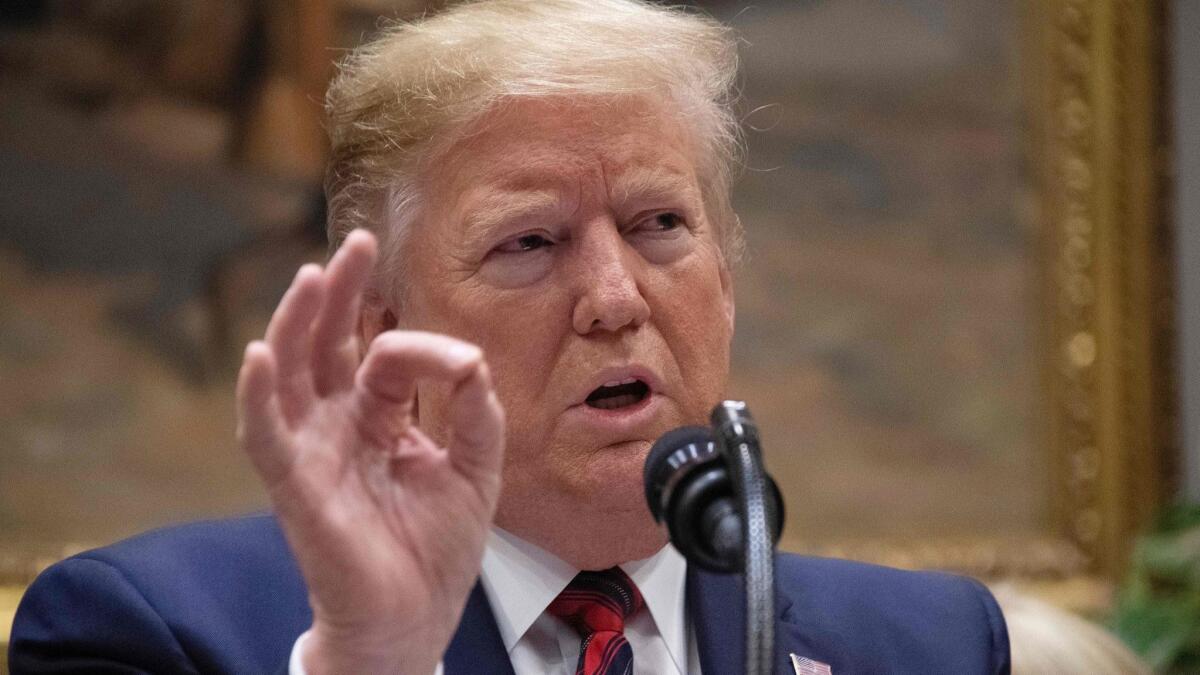 President Trump speaks during an event on ending surprise medical billing at the White House in Washington on May 9.