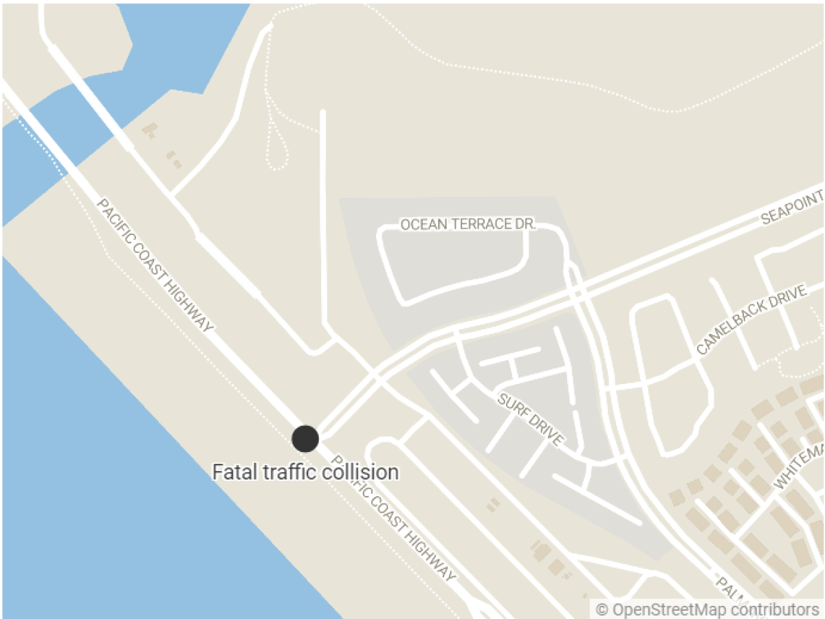 A traffic collision on Pacific Coast Highway in Huntington Beach on Thursday left one man dead, two injured.