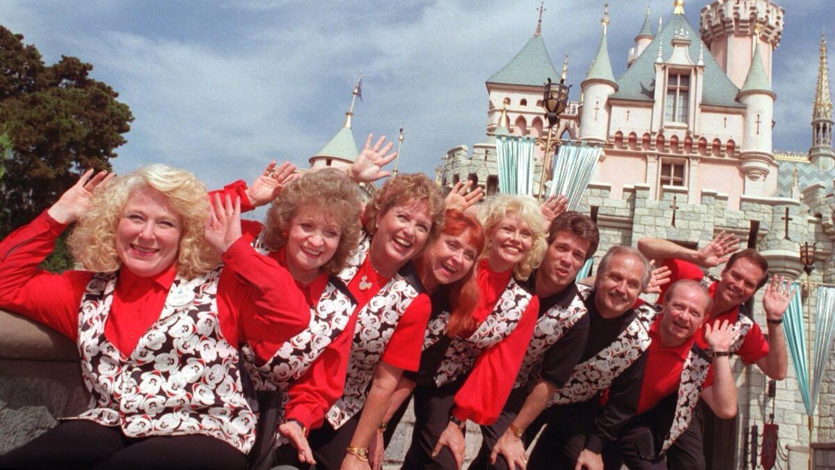 Doreen Tracey, fourth from left, at a reunion with some of the original Mouseketeers at Disneyland in 1995.