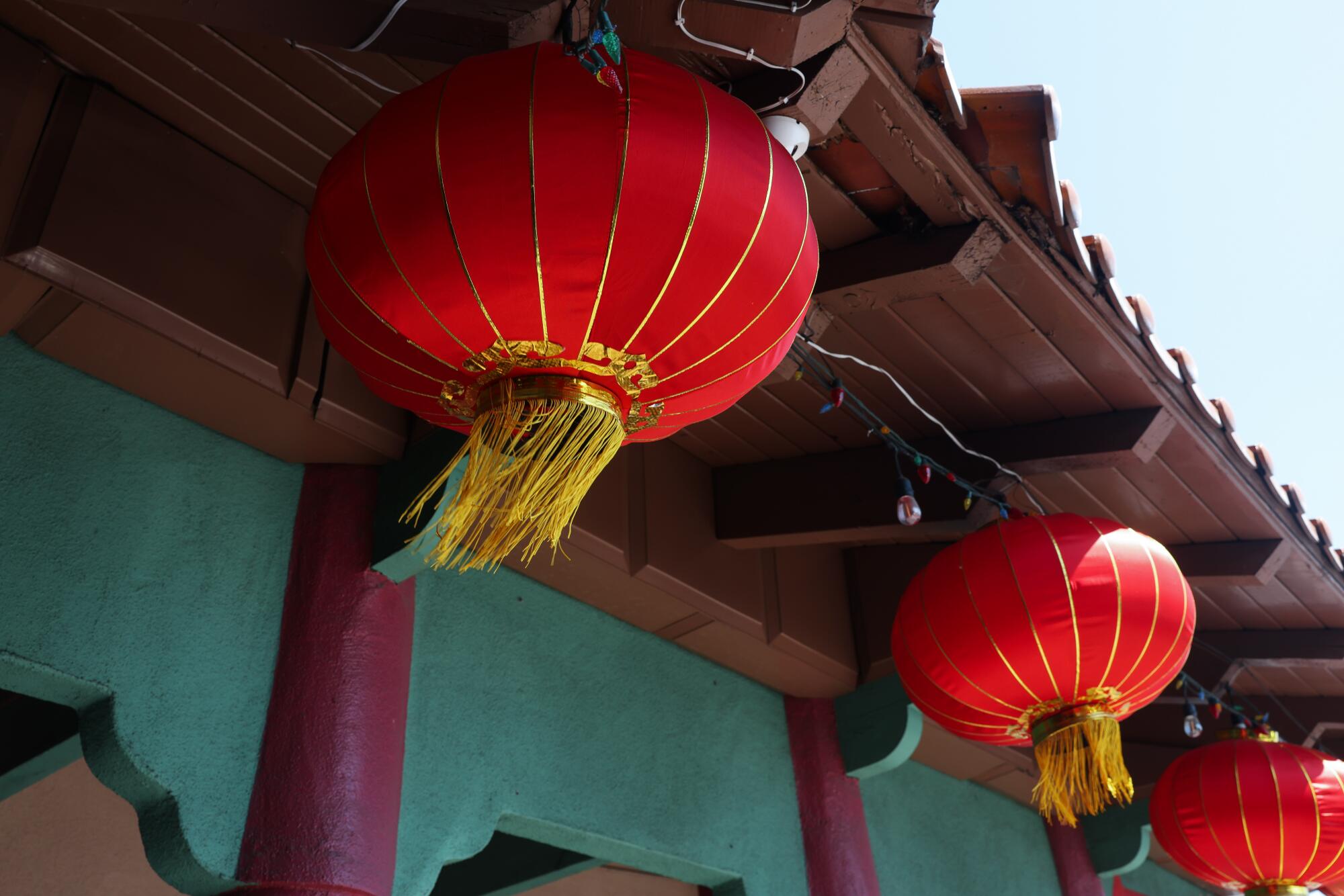 Lanterns decorate the South El Monte strip mall where Mei Xing and her partners ran the Garvey Therapy massage parlor.