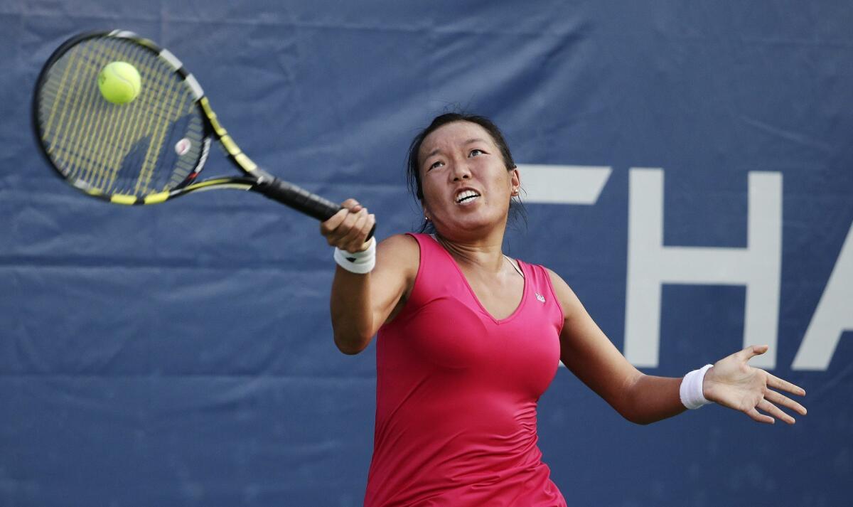 Vania King hits a return to Roberta Vinci at the U.S. Open on Aug. 31.