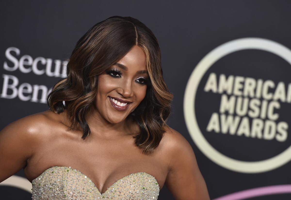 Mickey Guyton at the American Music Awards in Los Angeles on Nov. 21, 2021.