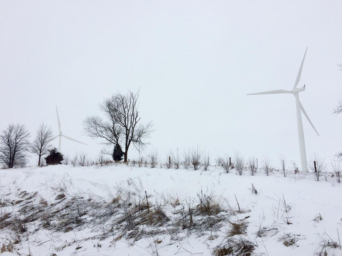 Wind turbines outside Adair, Iowa.  
