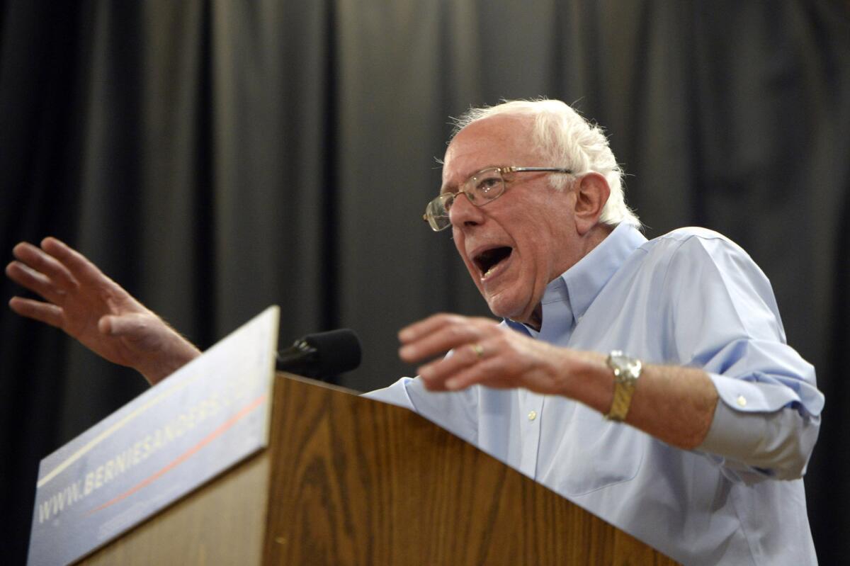 Democratic presidential candidate Sen. Bernie Sanders speaks at a town hall meeting in Iowa on Oct. 18.