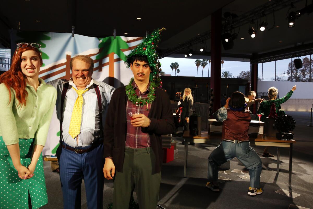 Alex Prager's sculptural installation at LACMA, "Farewell, Work Holiday Parties.” 