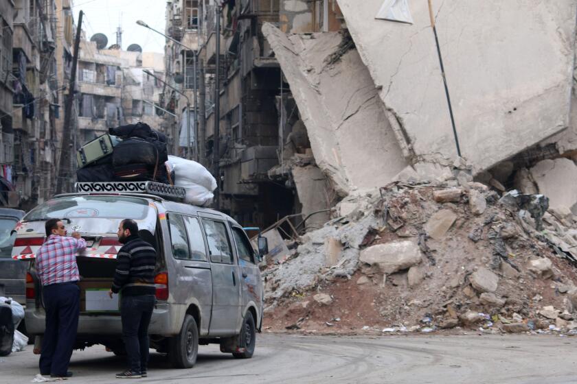 The streets in much of Aleppo, Syria, are clogged by masses of rubble.