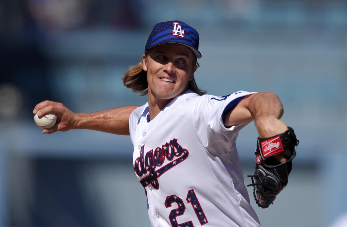 Dodgers starter Zack Greinke gave up no runs and four hits in seven innings Saturday against the Mets.