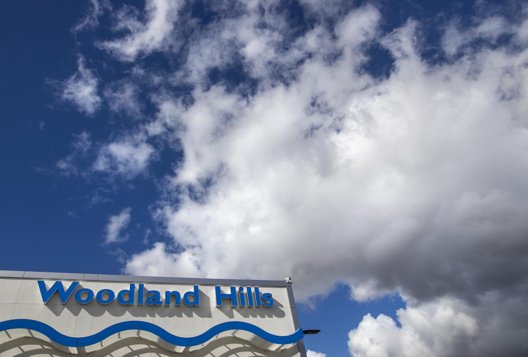 Clouds form over the Woodland Hills Honda dealership on Topanga Canyon Boulevard. 