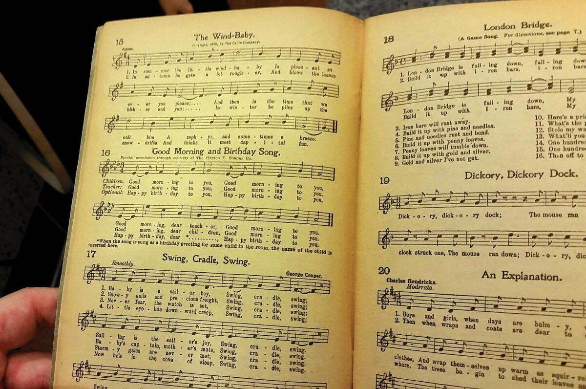 A 1922 copy of "The Everyday Song Book" contains "Happy Birthday," which Warner Music says it owns.