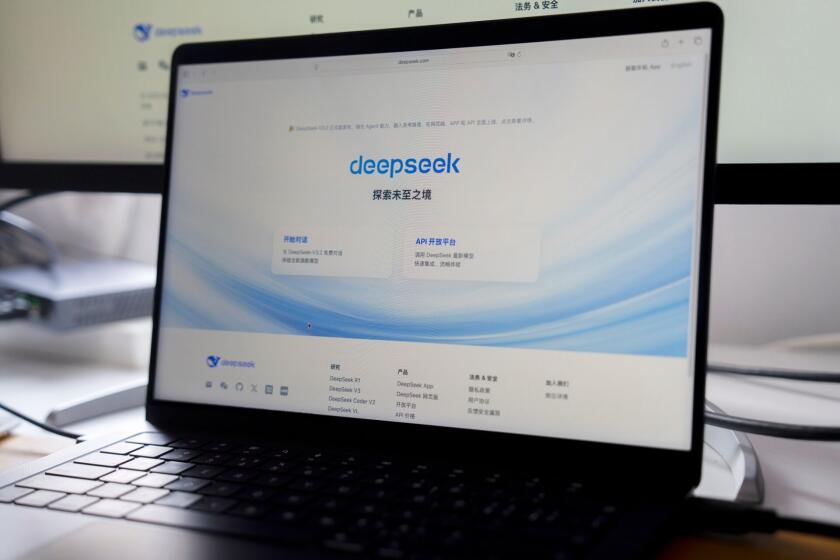 The Deepseek website arranged on a computer