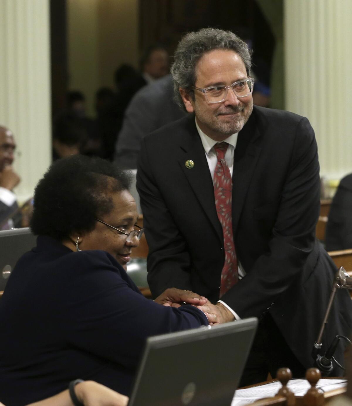 Assemblyman Richard Bloom (D-Santa Monica), shown with Assemblywoman Shirley Weber (D-San Diego) in March, said the state tax board might benefit from being an appointed rather than an elected panel.