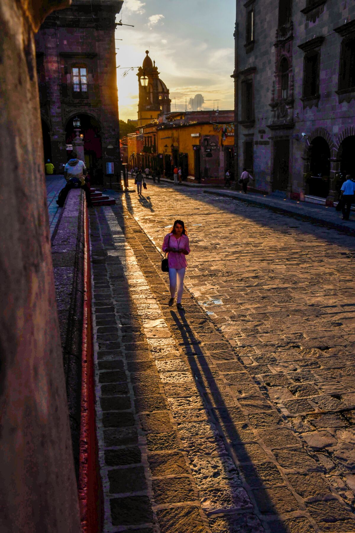 Sunset on Calle Canal near El Jardin, the central plaza of San Miguel de Allende