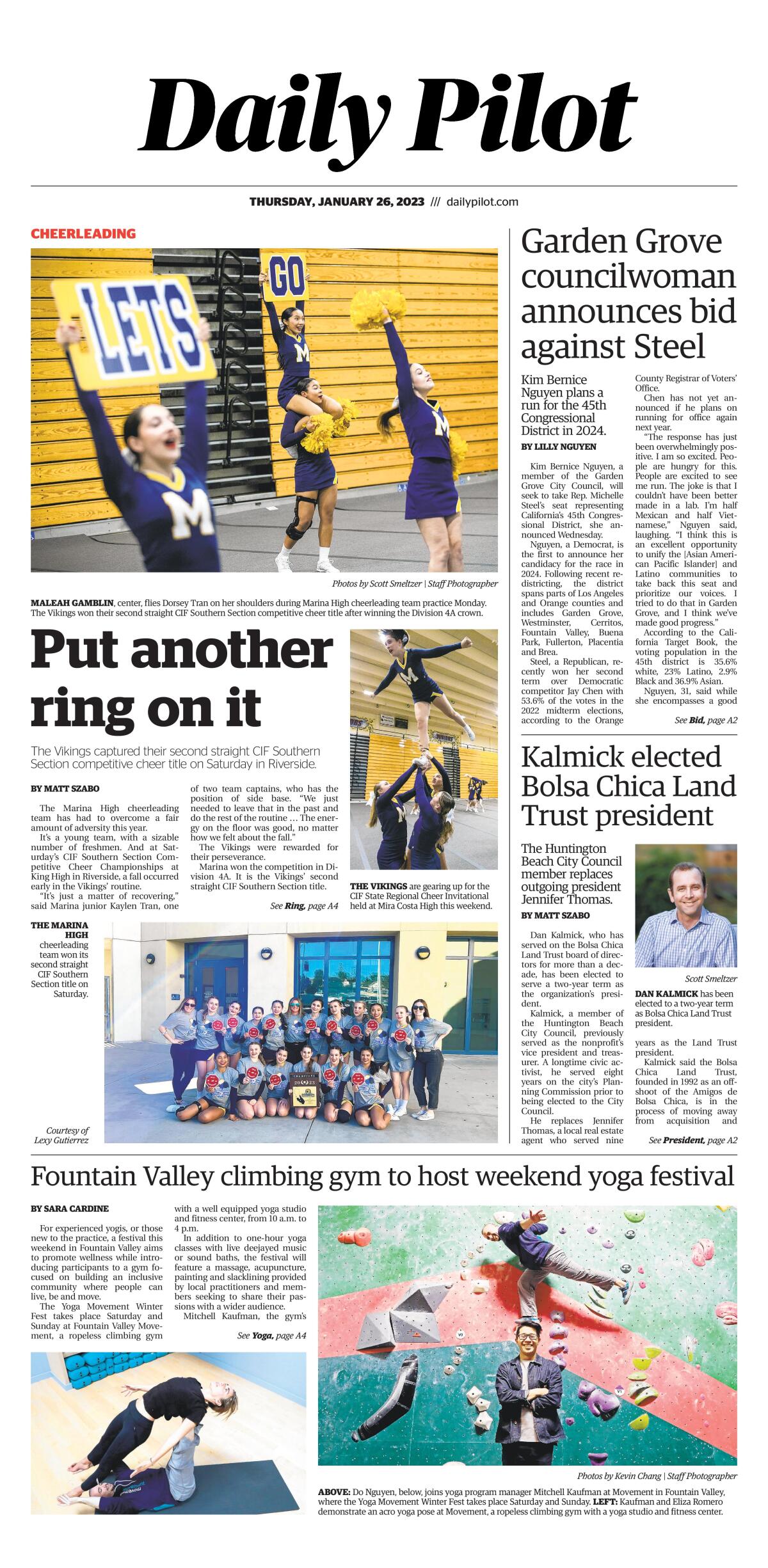 Jan. 26, 2023 Daily Pilot cover