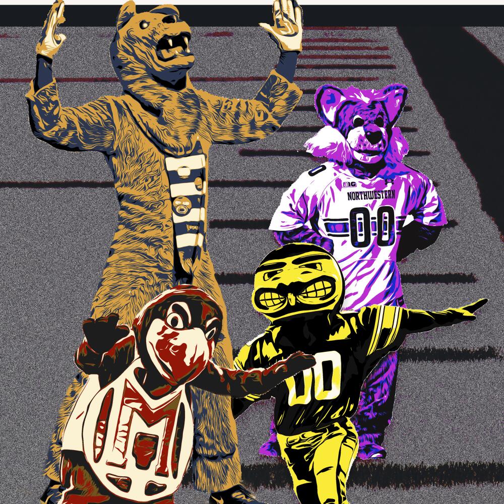 Big Ten mascots that USC and UCLA will be traveling to play during their inaugural season in the Big Ten. 