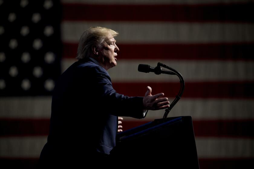 President Donald Trump speaks at the Turning Point USA Student Action Summit at the Palm Beach County Convention Center in West Palm Beach, Fla., Saturday, Dec. 21, 2019. (AP Photo/Andrew Harnik)
