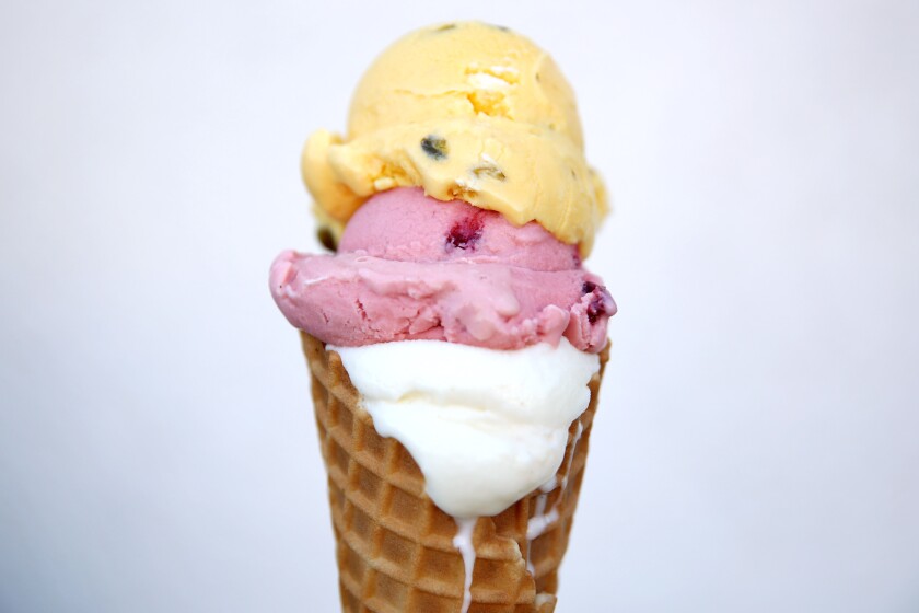 Saffron pistachio, pomegranate and orange blossom ice cream at Saffron & Rose