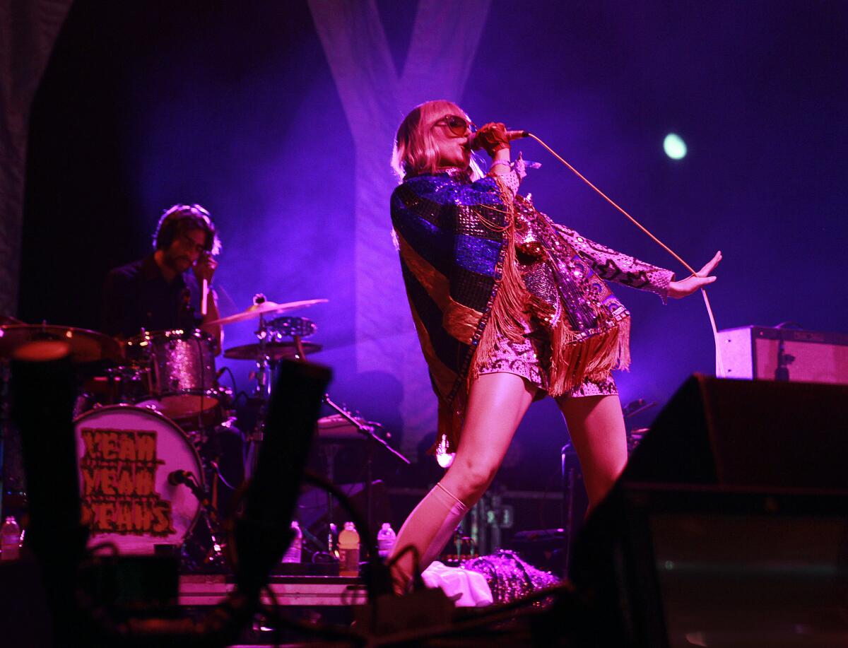 Karen O performs with the Yeah Yeahs Yeahs at FYF Fest in 2013.