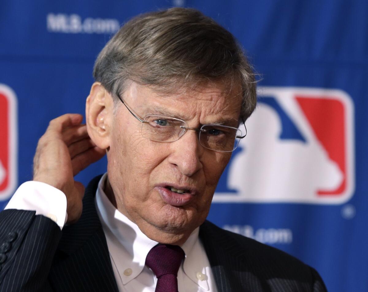 Baseball Commissioner Bud Selig discusses a proposal to significantly expand the use of instant replay technology Thursday at the owners' meetings in Cooperstown, N.Y.