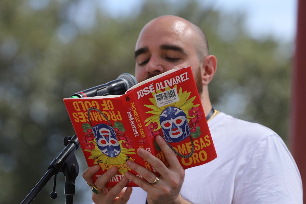 Poet Jose Olivarez at the Los Angeles Times en Espanol stage