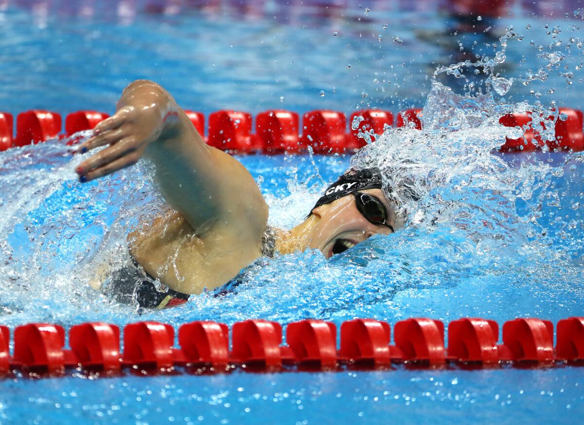 U.S. swimmer Katie Ledecky set a world record in the 400-meter freestyle and won the gold medal at the Olympic Games on Sunday.