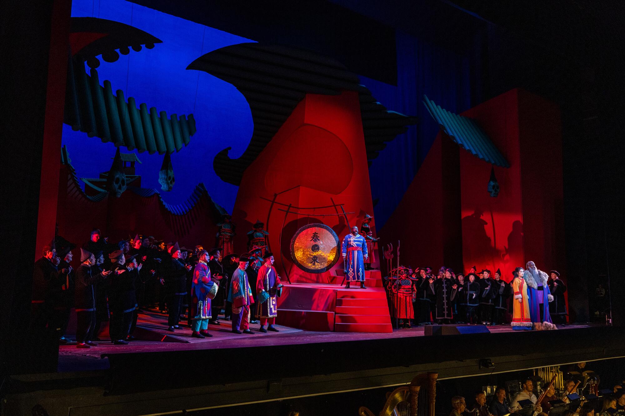 The cast of "Turandot" runs through final rehearsals of the David Hockney production of "Turandot" in L.A.