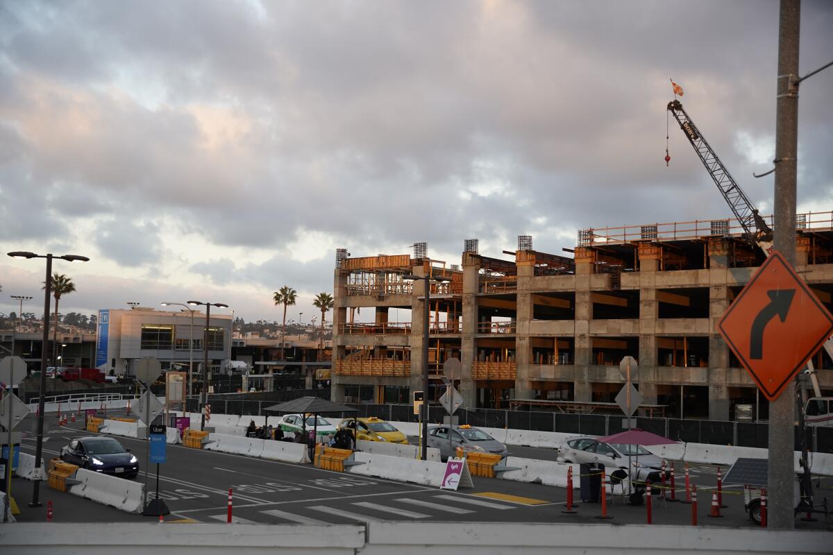Construction of the new parking garage at the San Diego International Airport.