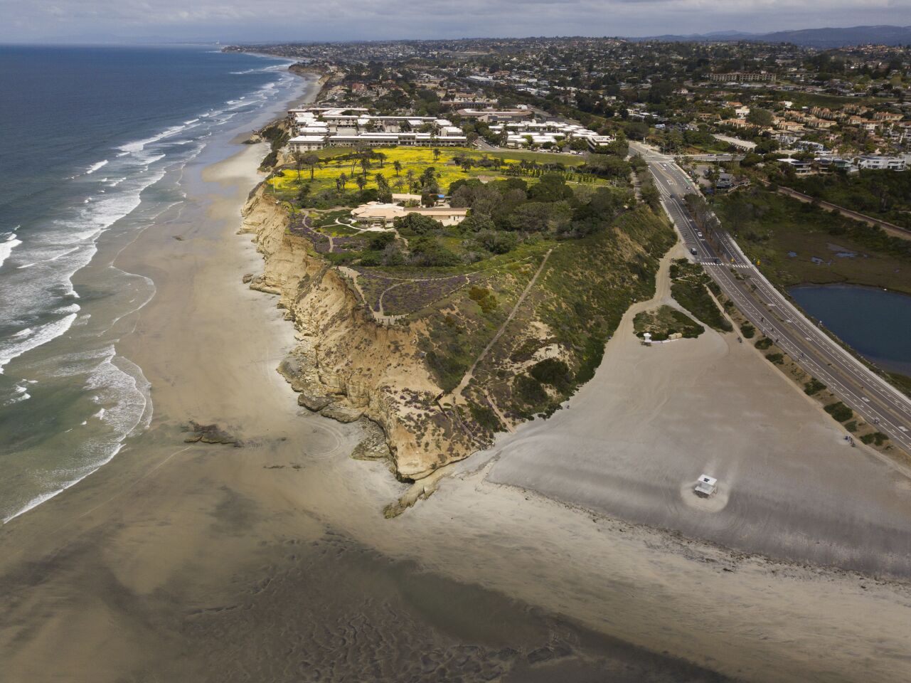 Dog Beach in north Del Mar is empty on a normally busy Sunday afternoon on April 5, 2020. All beaches in San Diego County have been closed due to COVID-19.