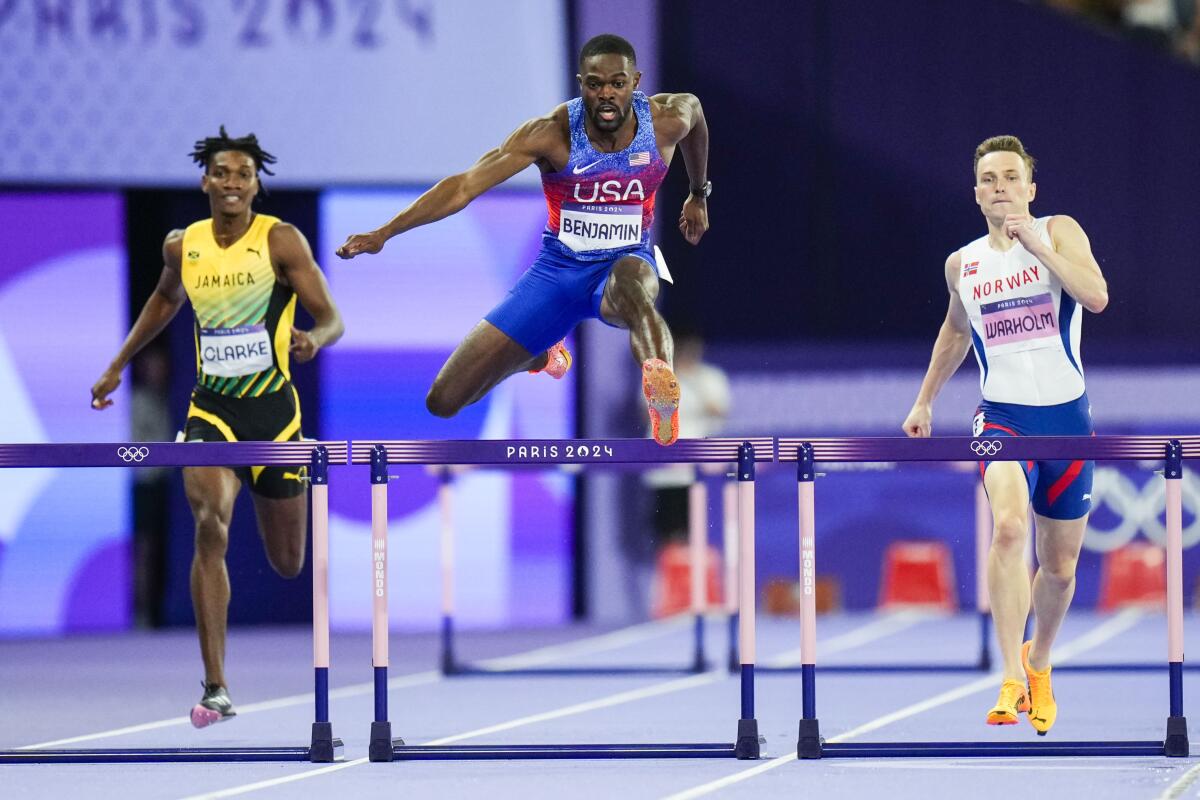 American Rai Benjamin wins elusive Olympic gold in 400 hurdles Los