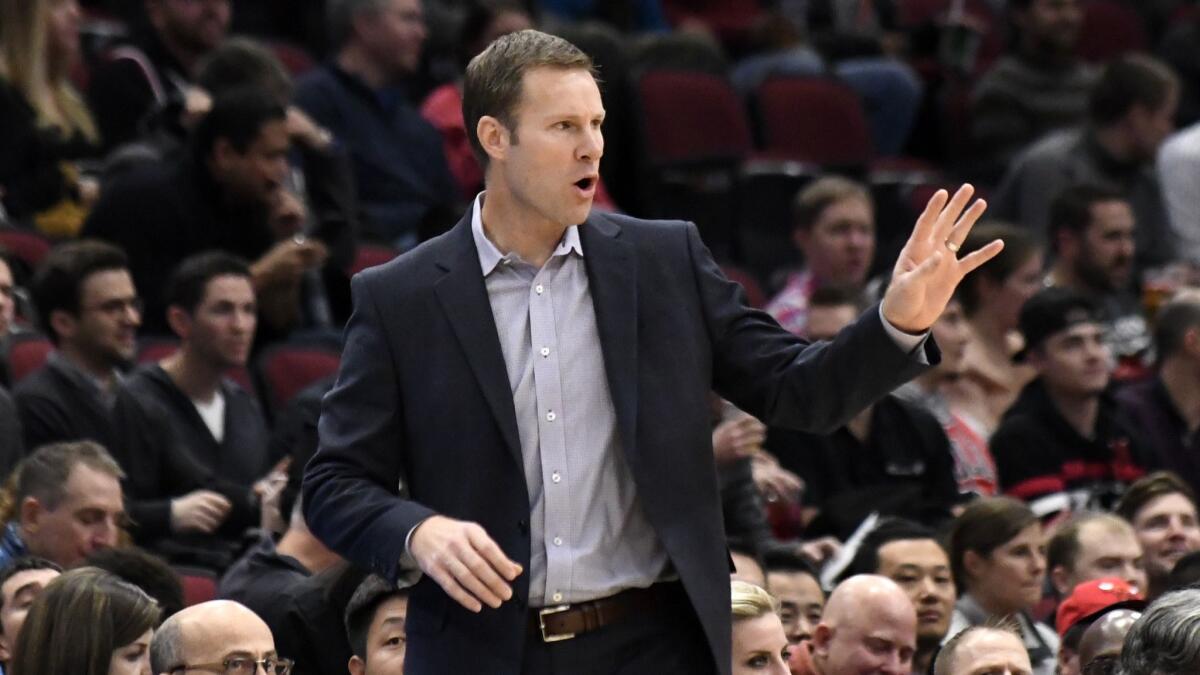 Chicago Bulls coach Fred Hoiberg gestures during a game against the San Antonio Spurs on Nov. 26.