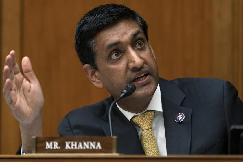 Rep. Ro Khanna, chairman of the Subcommittee on the Environment, questions the witnesses during a House Committee on Oversight and Reform hearing on the role of fossil fuel companies in climate change, Thursday, Oct. 28, 2021, on Capitol Hill in Washington. (AP Photo/Jacquelyn Martin)