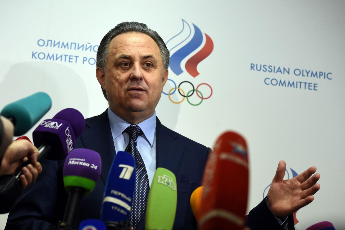 A new documentary reportedly alleges that Russian sports minister Vitaly Mutko, shown in Moscow on Jan. 16, was involved with organized doping.