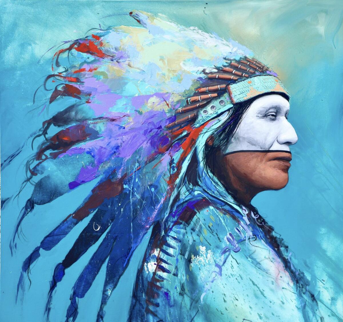 "Winter Chief" by Jeremy Salazaer, featured in Exclusive Collections' "This is Indian Country" art show