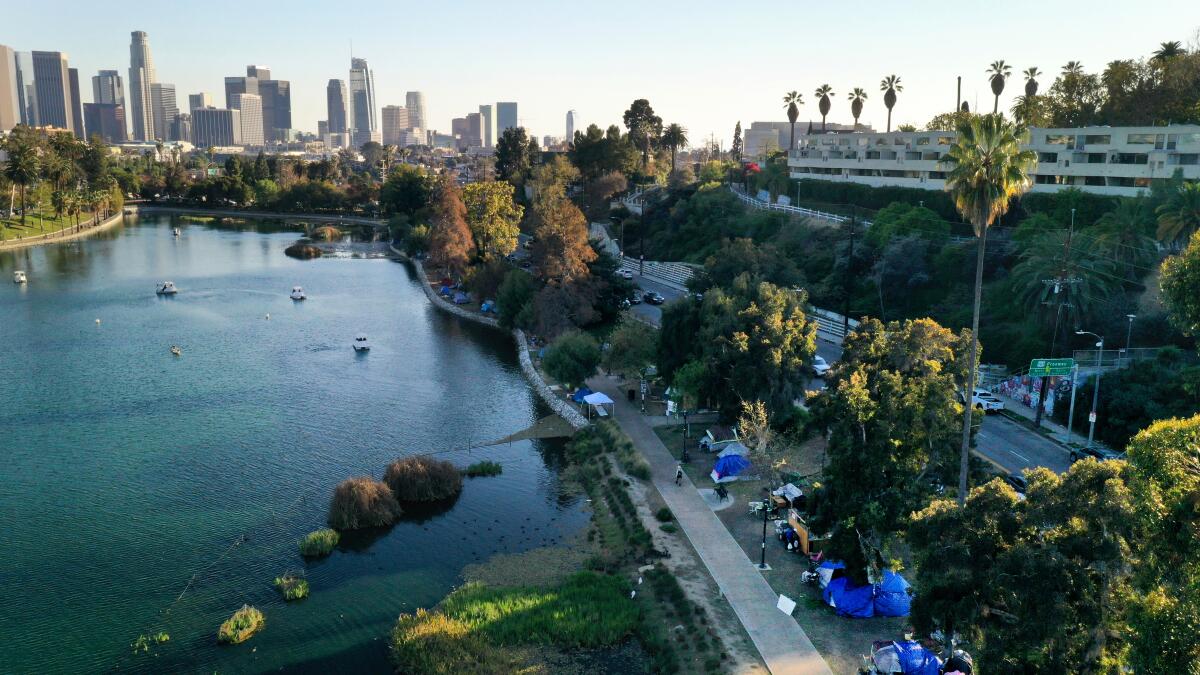 Few from Echo Park Lake encampment in permanent housing, report finds - Los  Angeles Times