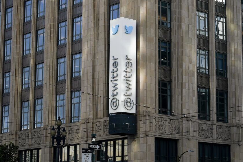 En esta imagen del 4 de noviembre de 2022 se ven las oficinas centrales de Twitter en San Francisco. (AP Foto/Jeff Chiu, Archivo)