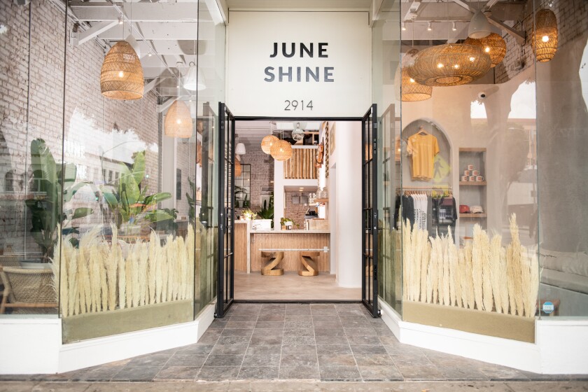 The exterior of JuneShine's new tasting room in Santa Monica, located at 2914 Main St.