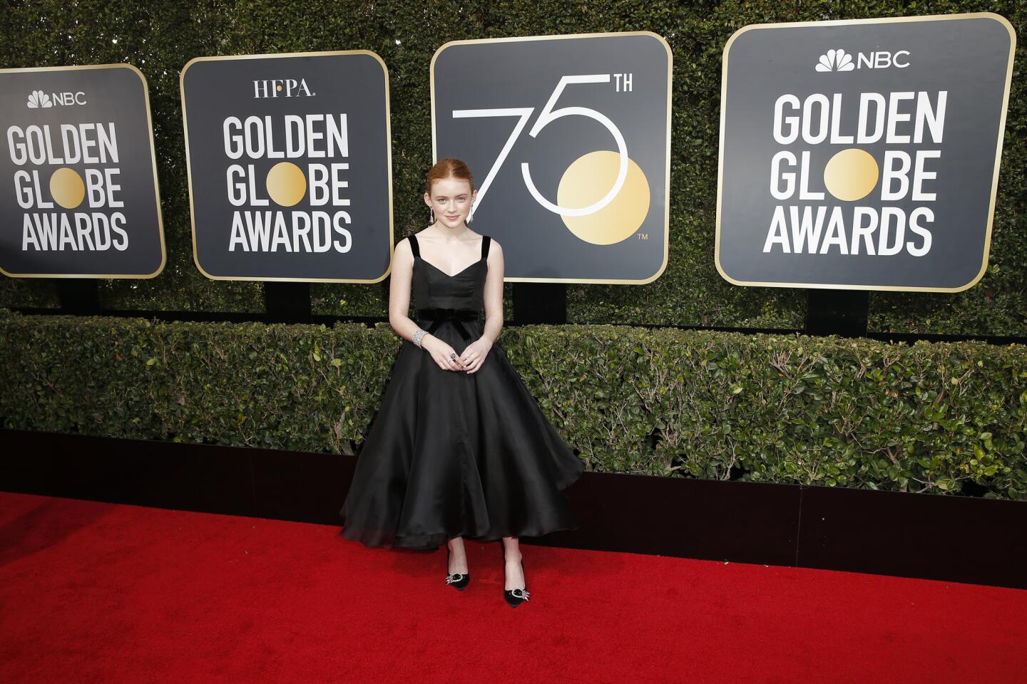 Sadie Sink arrives at the 75th annual Golden Globe Awards at the Beverly Hilton Hotel on Sunday in Beverly Hills, Calif.