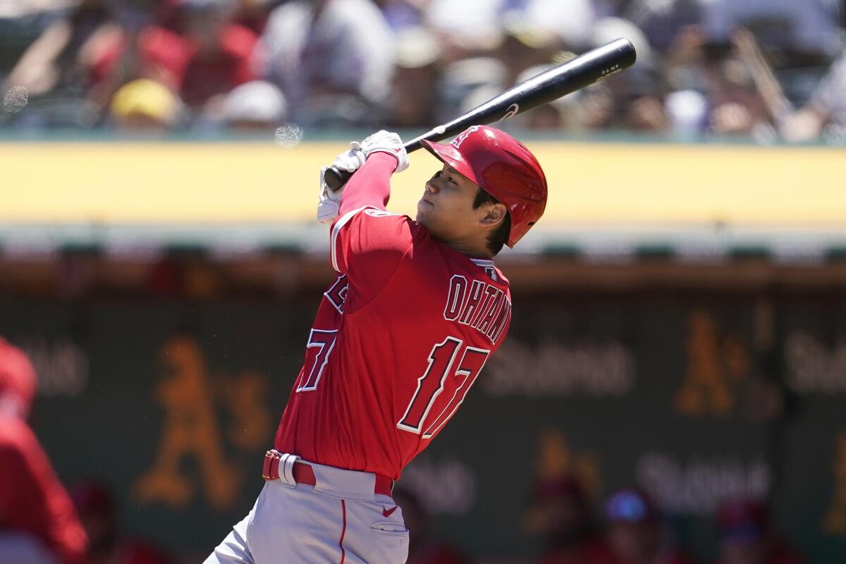 Shohei Ohtani, bateador designado de los Angelinos de Los Ángeles,